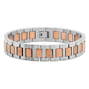 Men's Jewelry Nation Stainless Steel Textured Link Bracelet