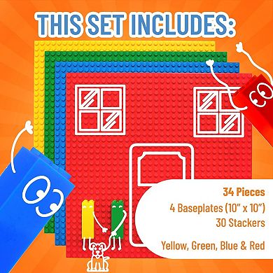 Stackable 10x10 Inch Brik Tower - Multicolor - 34 Pc