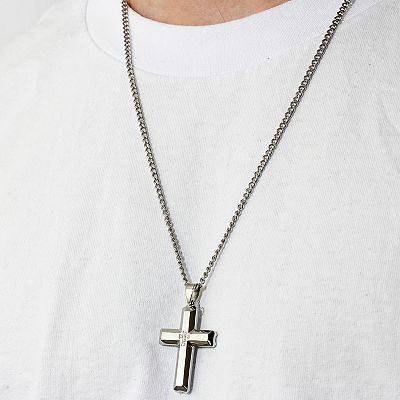 Men's Jewelry Nation Stainless Steel Diamond Accent Cross