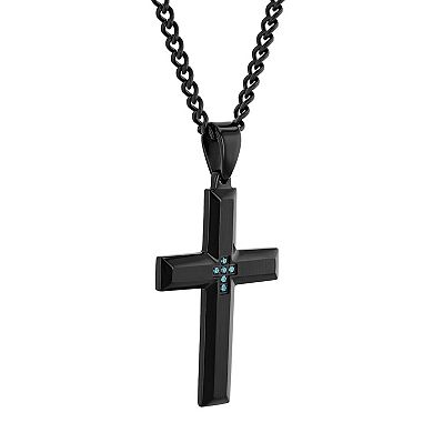 Men's Jewelry Nation Stainless Steel Diamond Accent Cross Pendant Necklace