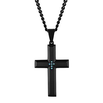 Men's Jewelry Nation Stainless Steel Diamond Accent Cross Pendant Necklace