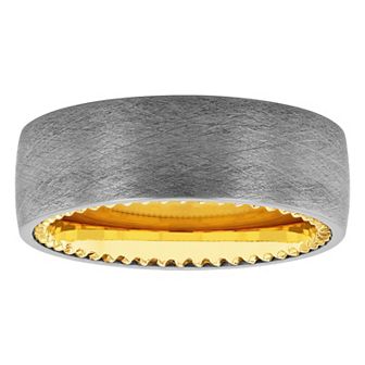 Men's Jewelry Nation Tantalum Two Tone Texture Edge Fashion Wedding Band