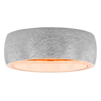 Men's Jewelry Nation Tantalum Frozen Rose Tone Fashion Wedding Band