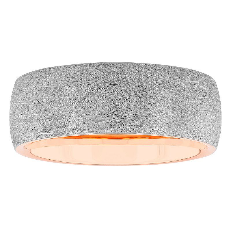 Men's Jewelry Nation Tantalum Frozen Rose Tone Fashion Wedding Band, Size: 13, Two Tone