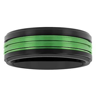Men's Jewelry Nation Tantalum Black & Green Ion Plated Double Grooved Fashion Wedding Band