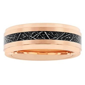 Men's Jewelry Nation Tantalum Rose Tone Gray Carbon Fiber Fashion Wedding Band