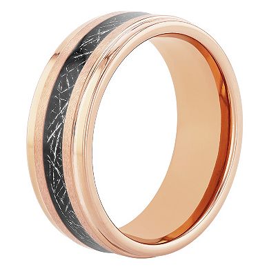 Men's Jewelry Nation Tantalum Rose Tone Gray Carbon Fiber Fashion Wedding Band