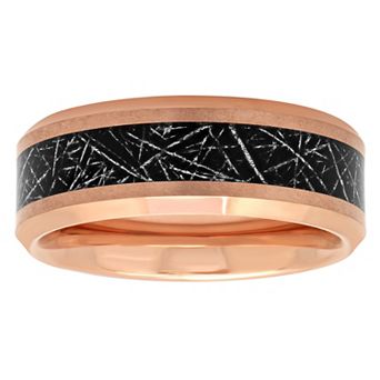Men's Jewelry Nation Tantalum Rose Gold Tone Carbon Fiber Fashion Wedding Band