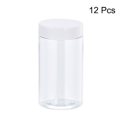 Round Plastic Jars With White Screw Top Lid, 5oz Clear Empty Containers For Storage 12pcs