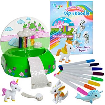 Paint Wash Recolor Craft Kit, Rainbow Falls Dip 'n Doodle Scribble Set