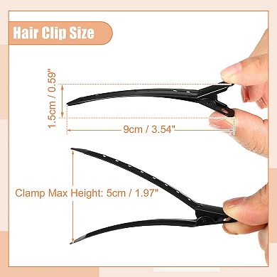 12 Pcs Metal Durk Bill Hair Clip Non-slip 3.54"x0.59" For Hair Styling