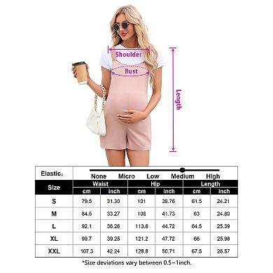 Women's Maternity Overall Shorts Casual Sleeveless Rompers Loose Strap Shorts Jumpsuit with Pockets