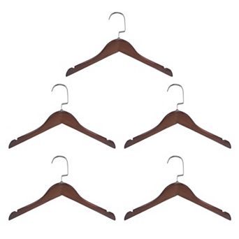 5 pc B15 Non Slip Retro Wooden Clothes Hangers With Chrome Hook 350mm Length