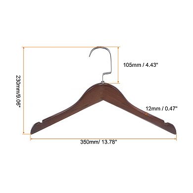 5pcs B15 Non Slip Retro Wooden Clothes Hangers With Chrome Hook 350mm Length