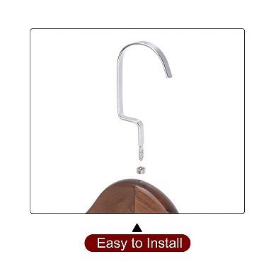 5pcs B15 Non Slip Retro Wooden Clothes Hangers With Chrome Hook 350mm Length
