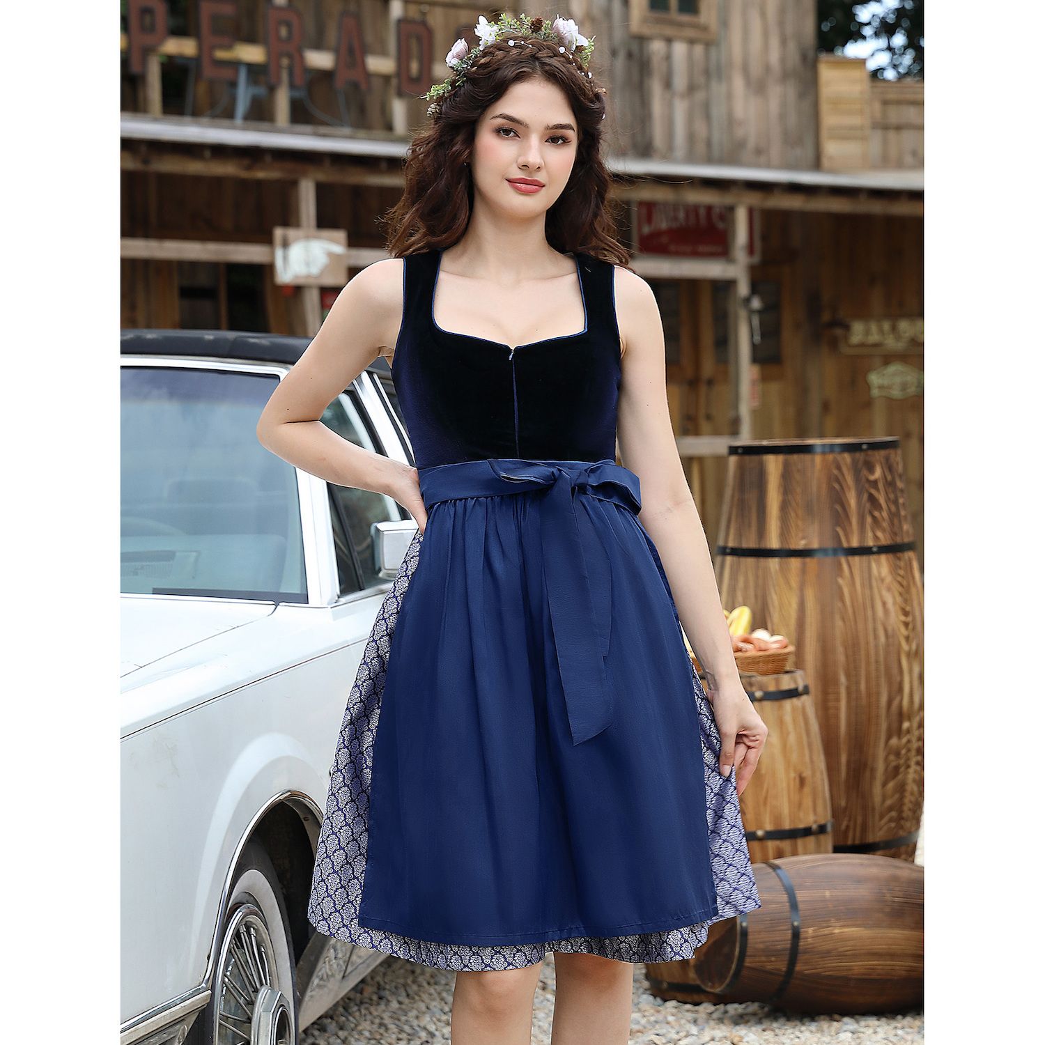 Women's Oktoberfest Dirndl Costume Dress - 3 Piece Off-Shoulder Bavarian Beer  Festival Outfit With Apron Womens Oktoberfest