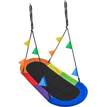 Sorbus Saucer Surf Swing - Surf's Up Playground Fun with Flags - Portable, Sturdy, Holds 330lbs!