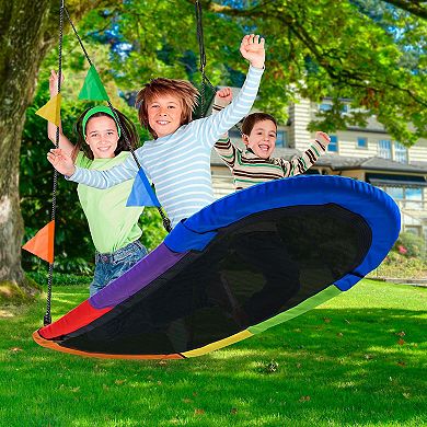 Sorbus Saucer Surf Swing - Surf's Up Playground Fun with Flags - Portable, Sturdy, Holds 330lbs!