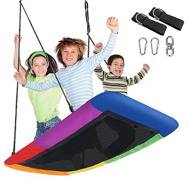 Sorbus Saucer Tree Swing - Giant Outdoor Rectangle Platform Swing for Kids - Durable and WaterProof, Holds up to 700lbs