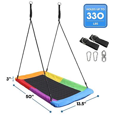 Sorbus Saucer Tree Swing - Giant Outdoor Rectangle Platform Swing for Kids - Durable and WaterProof, Holds up to 700lbs