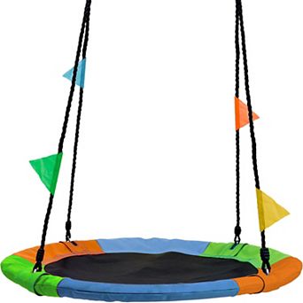 Sorbus 24" Saucer Tree Swing in Elite Rainbow - Safe & Fun! Adjustable Ropes, 220lb Capacity