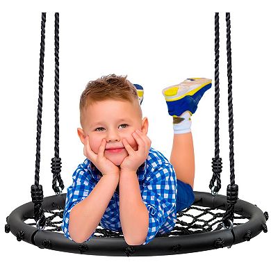Sorbus Fabric Web Kids Play Spinner Swing 24" Diameter - Black