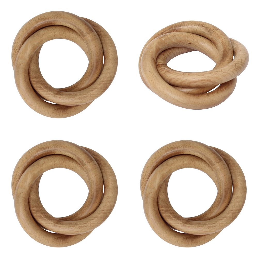 Mingle & Co. 4-Pack Three Ring Wood Napkin Ring Set