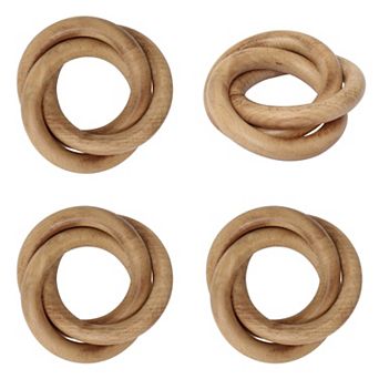 Mingle & Co. 4-Pack Three Ring Wood Napkin Ring Set