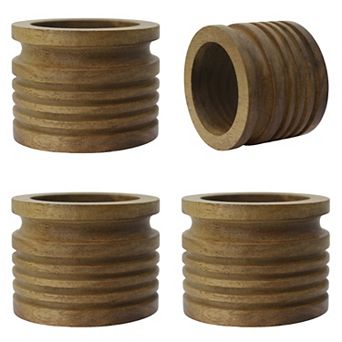 Mingle & Co. 4-Pack Turned Wood Napkin Ring Set