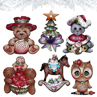 Spirit Of Christmas Wooden Clip-on Ornaments Set Of 6 By J. Mills-price