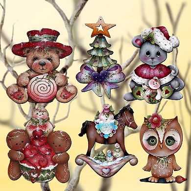 Spirit Of Christmas Wooden Clip-on Ornaments Set Of 6 By J. Mills-price