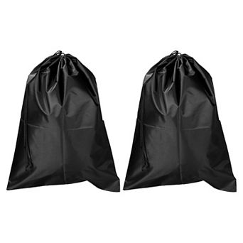 Clothes Storage Drawstring Bag, 2 Pack 23.6" Height Clothing Blankets Organizer Bags, Black
