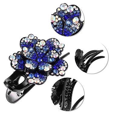 Grace Three-tooth Hairpin Hairdo Clips 3.54"x2.52"x1.97" Blue 1 Pcs