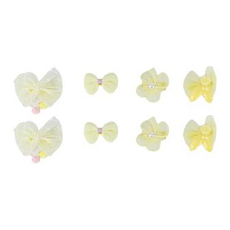 Cute Flowers Bow Hair Clips Hairdo Clip For Children Light Yellow 8 pc