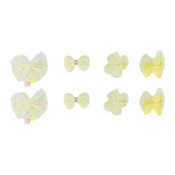 Cute Flowers Bow Hair Clips Hairdo Clip For Children Light Yellow 8 pc