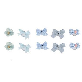 Fashion Cute Bow Floral Hair Ropes For Children Light Blue 10 pc