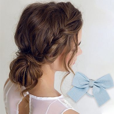 Fashion Cute Bow Floral Hair Ropes For Children Light Blue 10 Pcs
