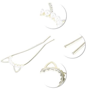 Classic Cat Ears U-shaped Hair Pins Hair Clips For Women 4.57"x1.81"x0.47" Gold Tone 1 Pcs