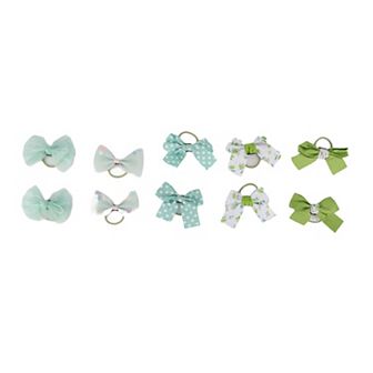 Fashion Cute Solid Color Floral Hair Ropes For Children Green 10 pc