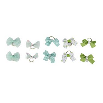 Fashion Cute Solid Color Floral Hair Ropes For Children Green 10 pc