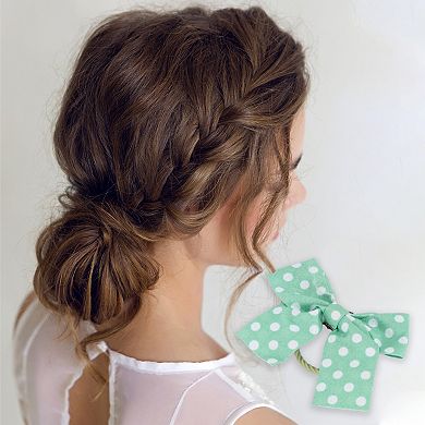 Fashion Cute Solid Color Floral Hair Ropes For Children Green 10 Pcs
