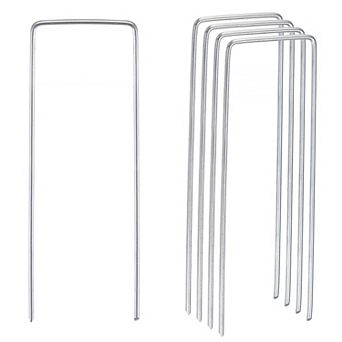 Garden Stakes Pins U Shape 8" L X 0.08" Dia., Galvanized Landscape Staples Lawn Pegs Pack Of 20