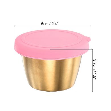 4pcs Salad Dressing Container, 2.4oz Leak Proof Condiment Cups Container For Picnic And Travel, Pink