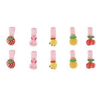 Cute Bunny Banana Strawberry Cherry Hair Clips Pink Yellow Red 10 pc