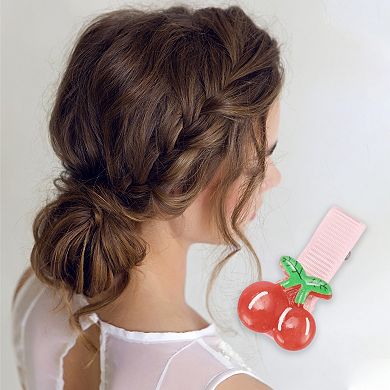 Cute Bunny Banana Strawberry Cherry Hair Clips Pink Yellow Red 10 Pcs