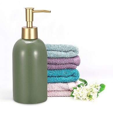 Soap Dispenser Ceramic Dish Hand Soap Dispenser with Stainless Steel Pump for Kitchen Bathroom