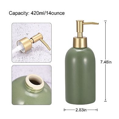 Soap Dispenser Ceramic Dish Hand Soap Dispenser with Stainless Steel Pump for Kitchen Bathroom