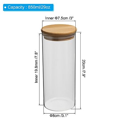 29 Oz Glass Kitchen Container Clear Food Storage Jar For Nuts Sugar Coffee Beans Spices (20x8cm)