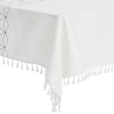 Rustic Tablecloth Cotton Linen Waterproof Table Cover With Tassels 35" X 35"