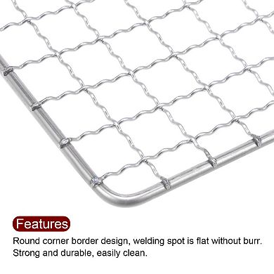 Square Bbq Grill Net 12.6"x10.2" Stainless Steel Barbecue Mesh Mat